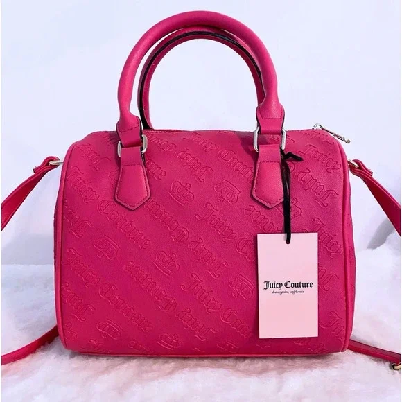 Juicy Couture Pink Flash Gothic Logo Not Your Babe Satchel Bag Purse New - Picture 8 of 9